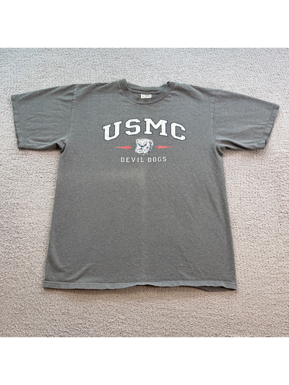 Vintage 90s USMC Devil Dogs The Cotton Exchange Made in USA Gray T-Shirt XL